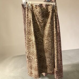 Rachel Zoe Leopard Print Satin Midi Skirt - Size 8